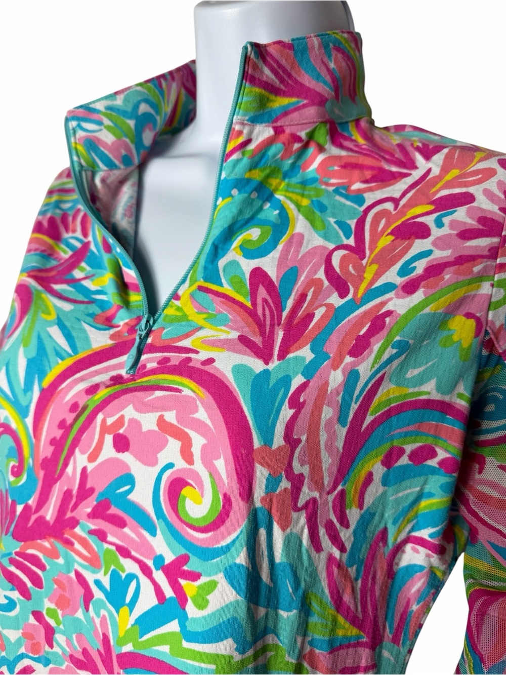 IBKUL Womens AUBREY CANDY PINK Long Sleeve Mock Golf Shirt Size XS Pickleball - Picture 5 of 8